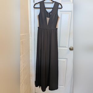 Dress The Population Plunge V-Neck Sleeveless Gown Black S